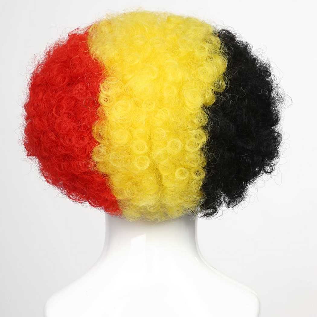 flagwigs, football wigs, fan wigs, afro wigs, mullet wigs, bob wigs, euro wigs,  premier league wigs,Belgium Afro Wig 