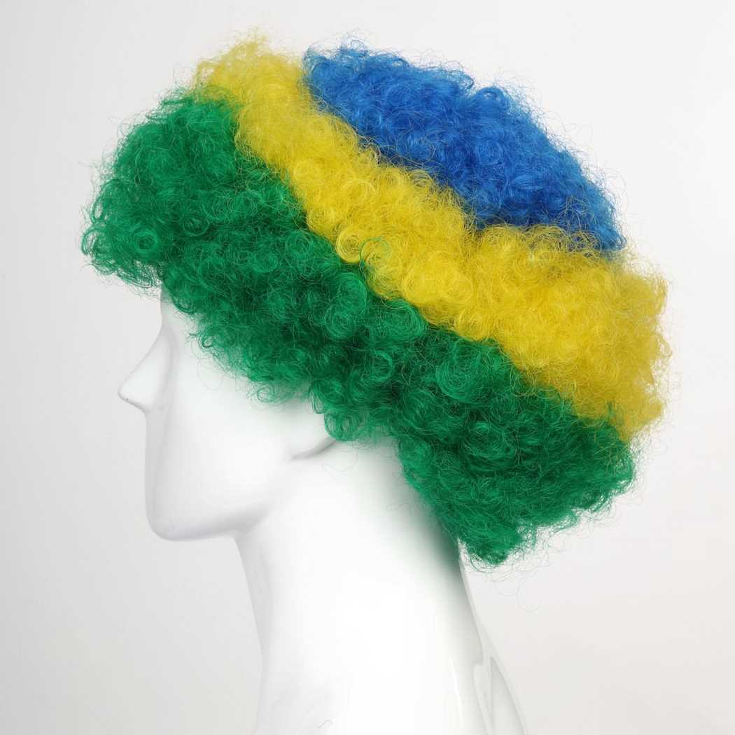 flagwigs, football wigs, fan wigs, afro wigs, mullet wigs, bob wigs, euro wigs,  premier league wigs,Brazil Afro Wig