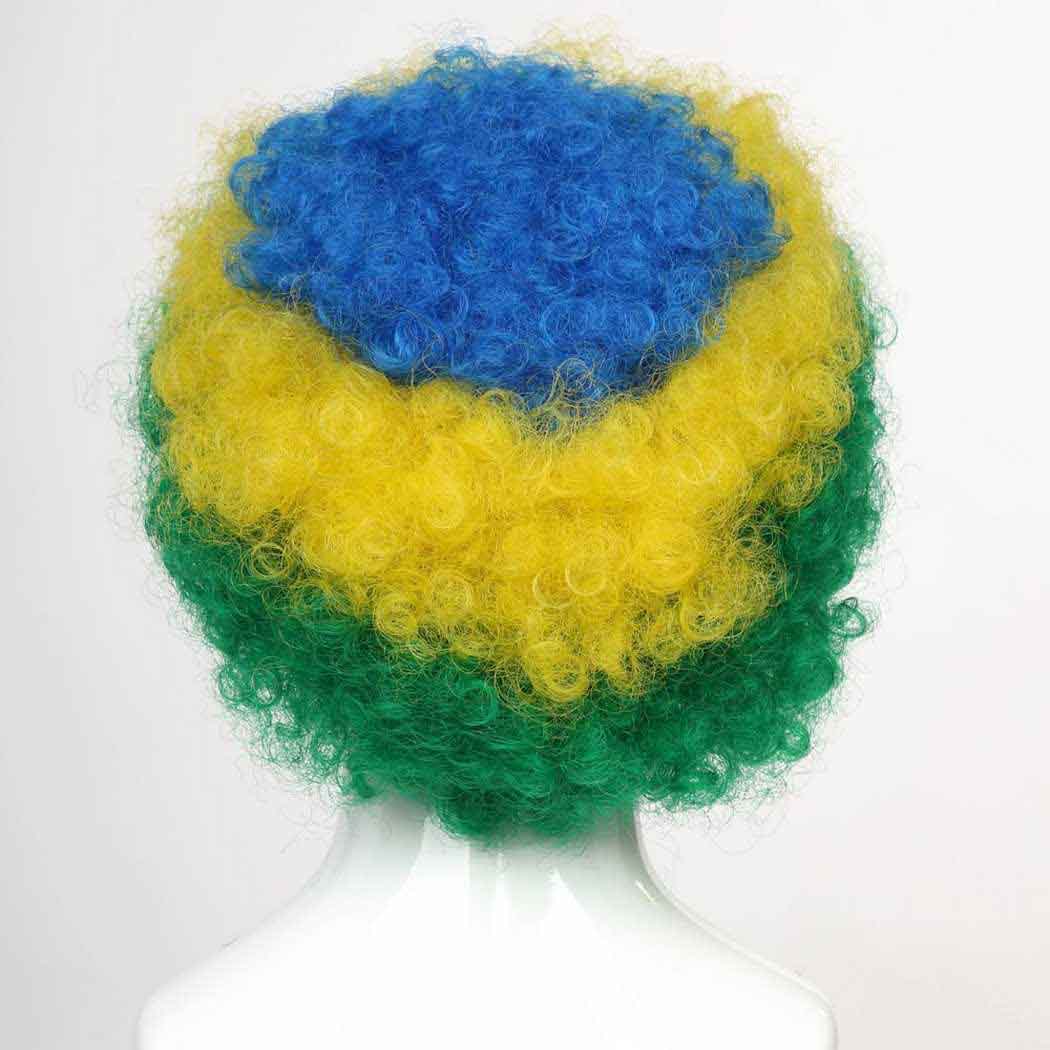 flagwigs, football wigs, fan wigs, afro wigs, mullet wigs, bob wigs, euro wigs,  premier league wigs,Brazil Afro Wig