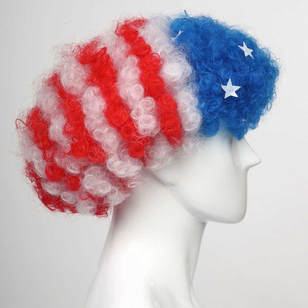 flagwigs, football wigs, fan wigs, afro wigs, mullet wigs, bob wigs, euro wigs,  premier league wigs,United States Afro Wig 
