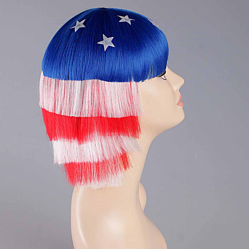 flagwigs, football wigs, fan wigs, afro wigs, mullet wigs, bob wigs, euro wigs,  premier league wigs,United States Bob Wig 
