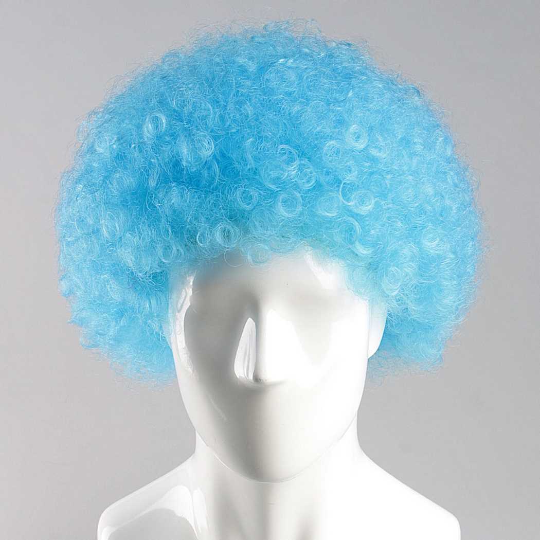 flagwigs, football wigs, fan wigs, afro wigs, mullet wigs, bob wigs, euro wigs,  premier league wigs,Light Blue Afro Wig