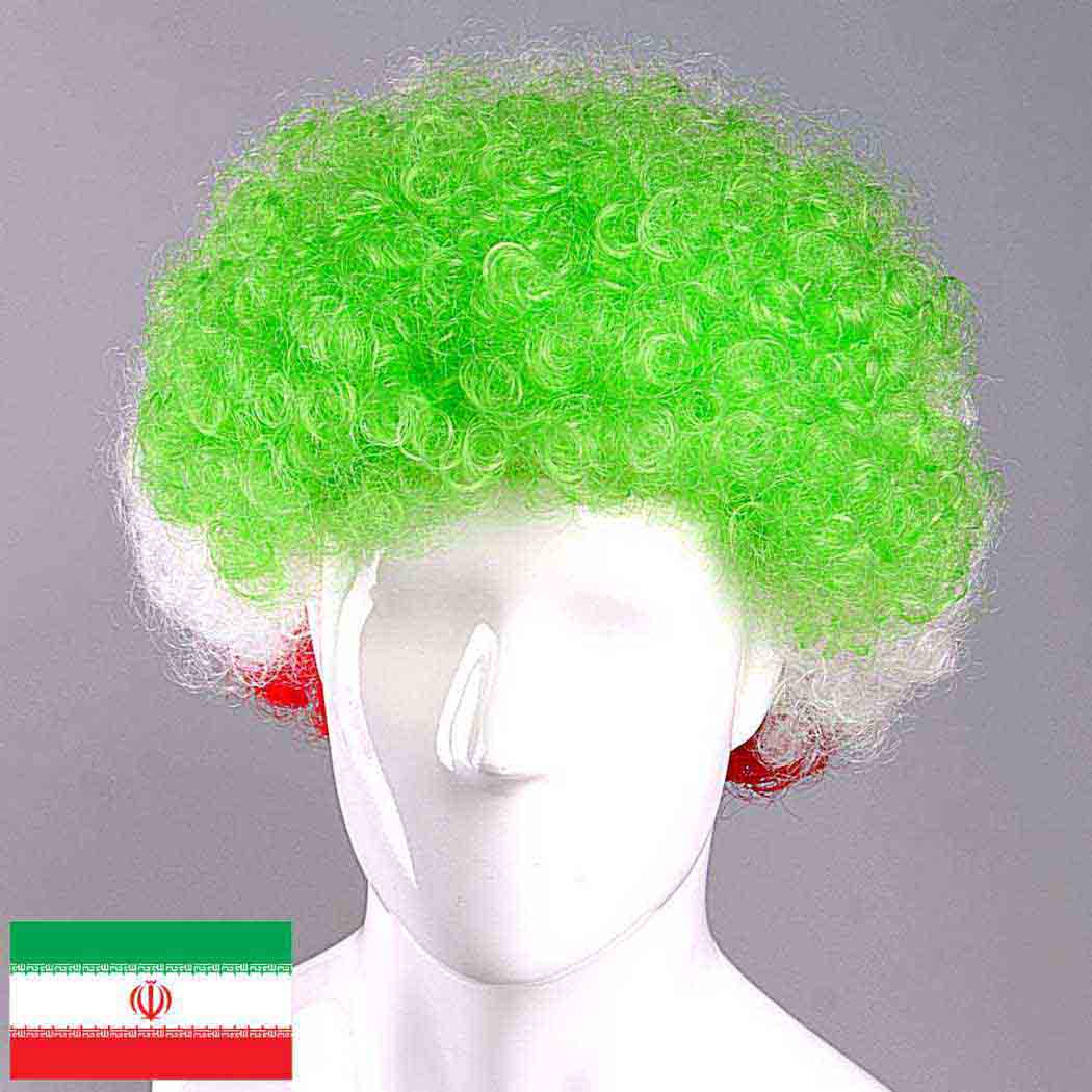 flagwigs, football wigs, fan wigs, afro wigs, mullet wigs, bob wigs, euro wigs,  premier league wigs,Iran Afro Wig