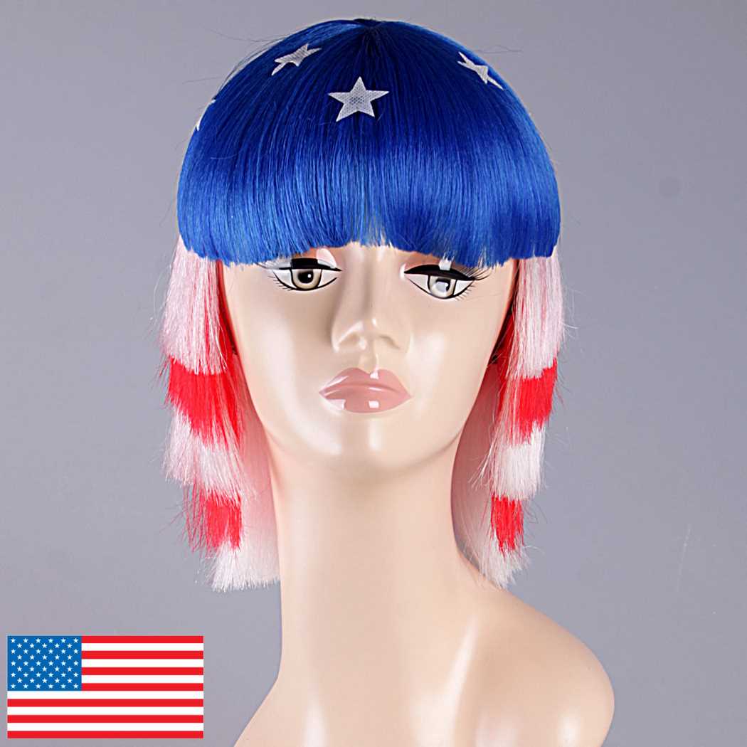 flagwigs, football wigs, fan wigs, afro wigs, mullet wigs, bob wigs, euro wigs,  premier league wigs,United States Bob Wig 