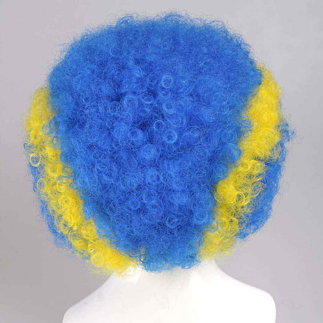 flagwigs, football wigs, fan wigs, afro wigs, mullet wigs, bob wigs, euro wigs,  premier league wigs,Leicester City Afro Wig