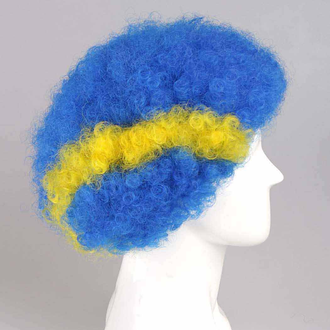 flagwigs, football wigs, fan wigs, afro wigs, mullet wigs, bob wigs, euro wigs,  premier league wigs,Leicester City Afro Wig