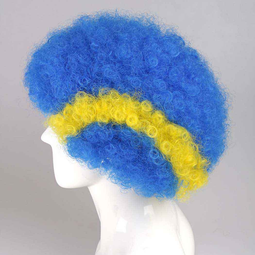 flagwigs, football wigs, fan wigs, afro wigs, mullet wigs, bob wigs, euro wigs,  premier league wigs,Leicester City Afro Wig