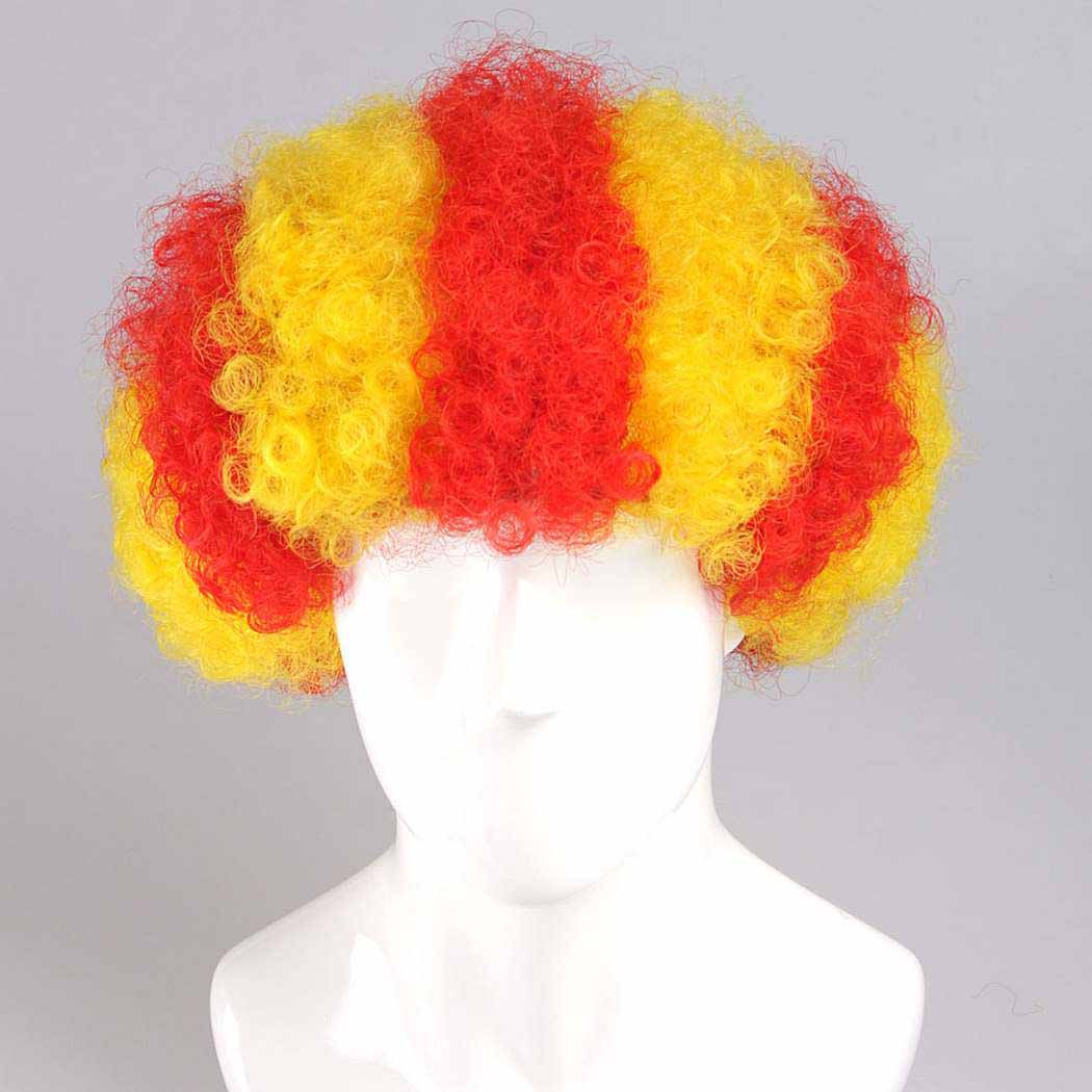 flagwigs, football wigs, fan wigs, afro wigs, mullet wigs, bob wigs, euro wigs,  premier league wigs,Spain BARCELONA Catalonian flag Wig Afro