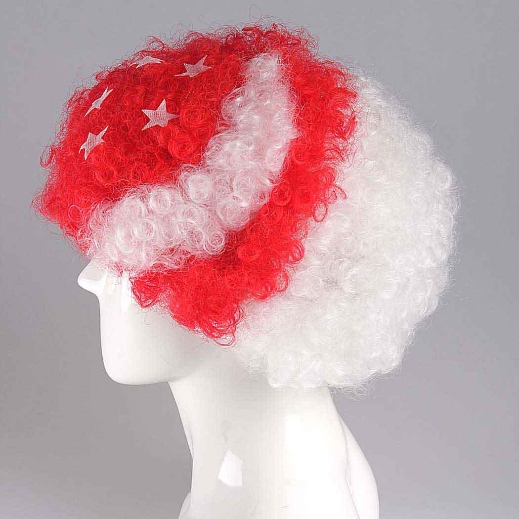flagwigs, football wigs, fan wigs, afro wigs, mullet wigs, bob wigs, euro wigs,  premier league wigs,Singapore Afro Wig