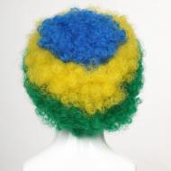 flagwigs, football wigs, fan wigs, afro wigs, mullet wigs, bob wigs, euro wigs,  premier league wigs,Brazil Afro Wig